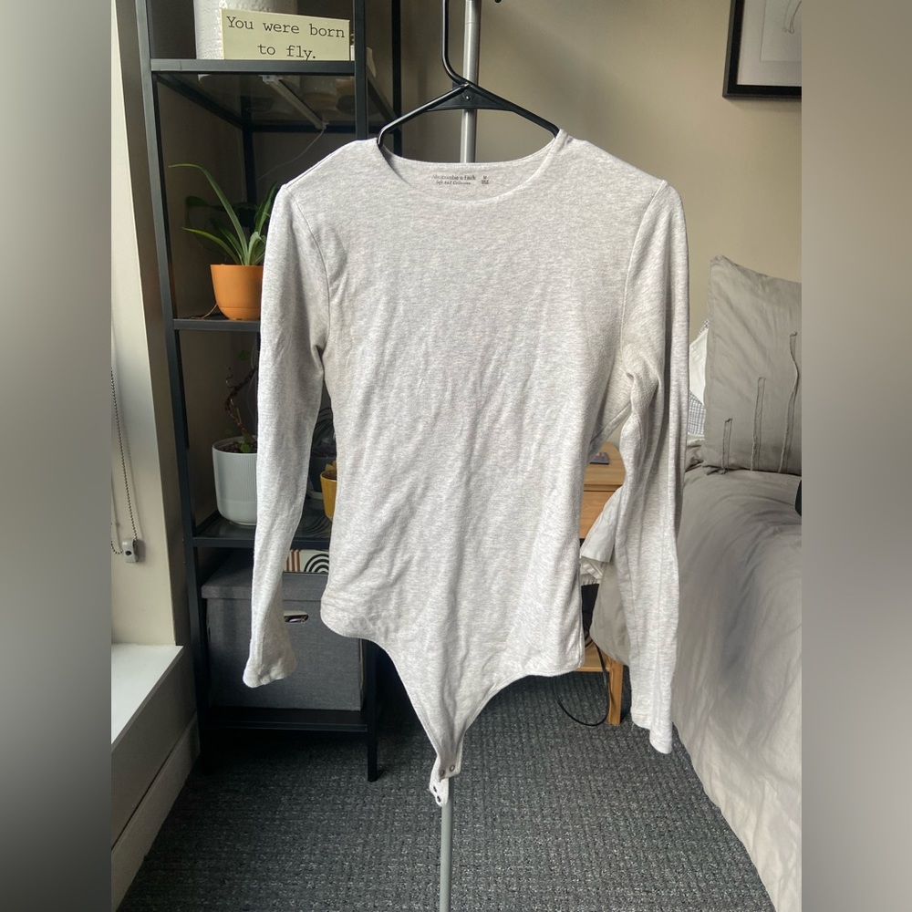 Abercrombie Long-Sleeve Cotton Seamless Fabric Crew Bodysuit